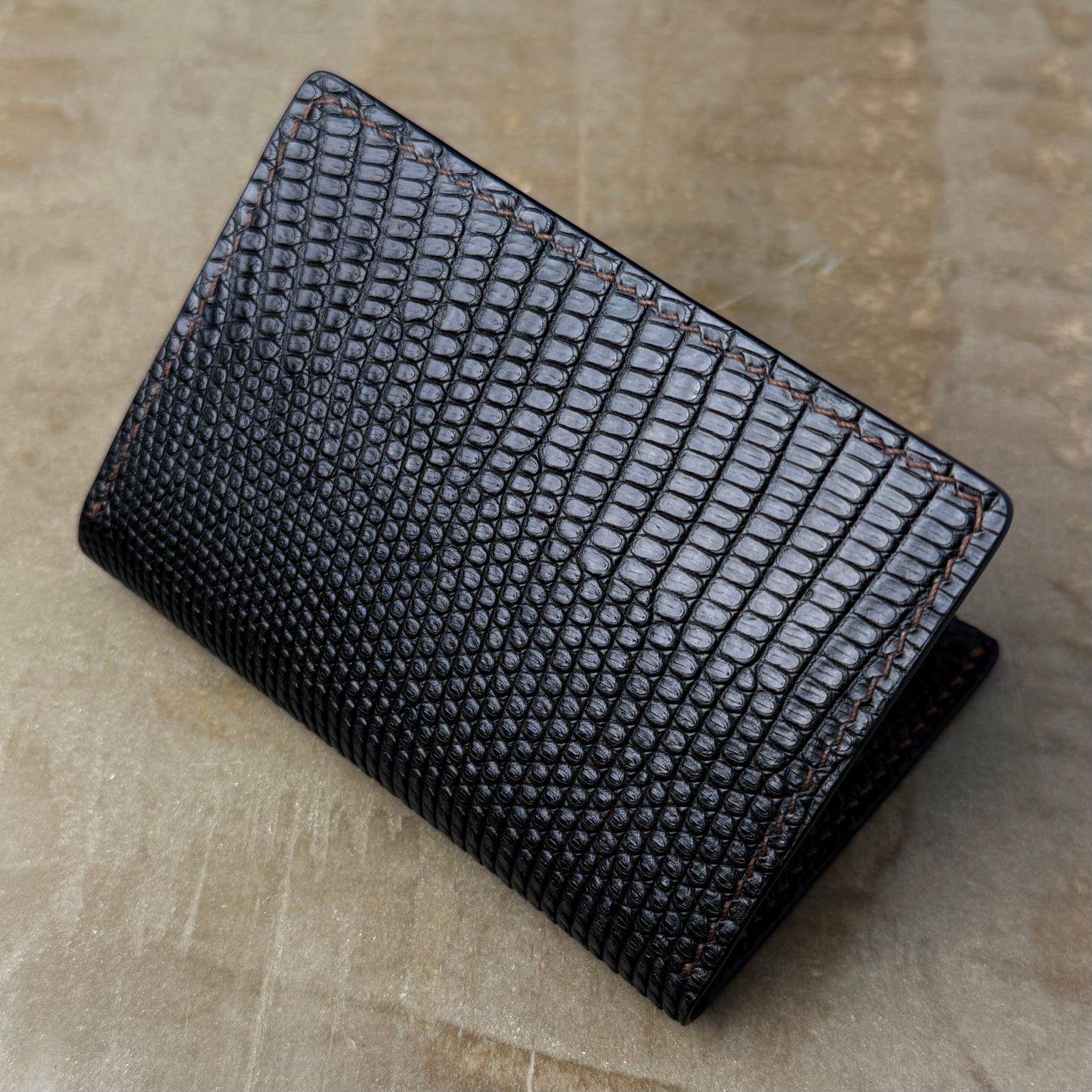 Black Lizard with Mocha Patnat Chèvre Pocket Organizer