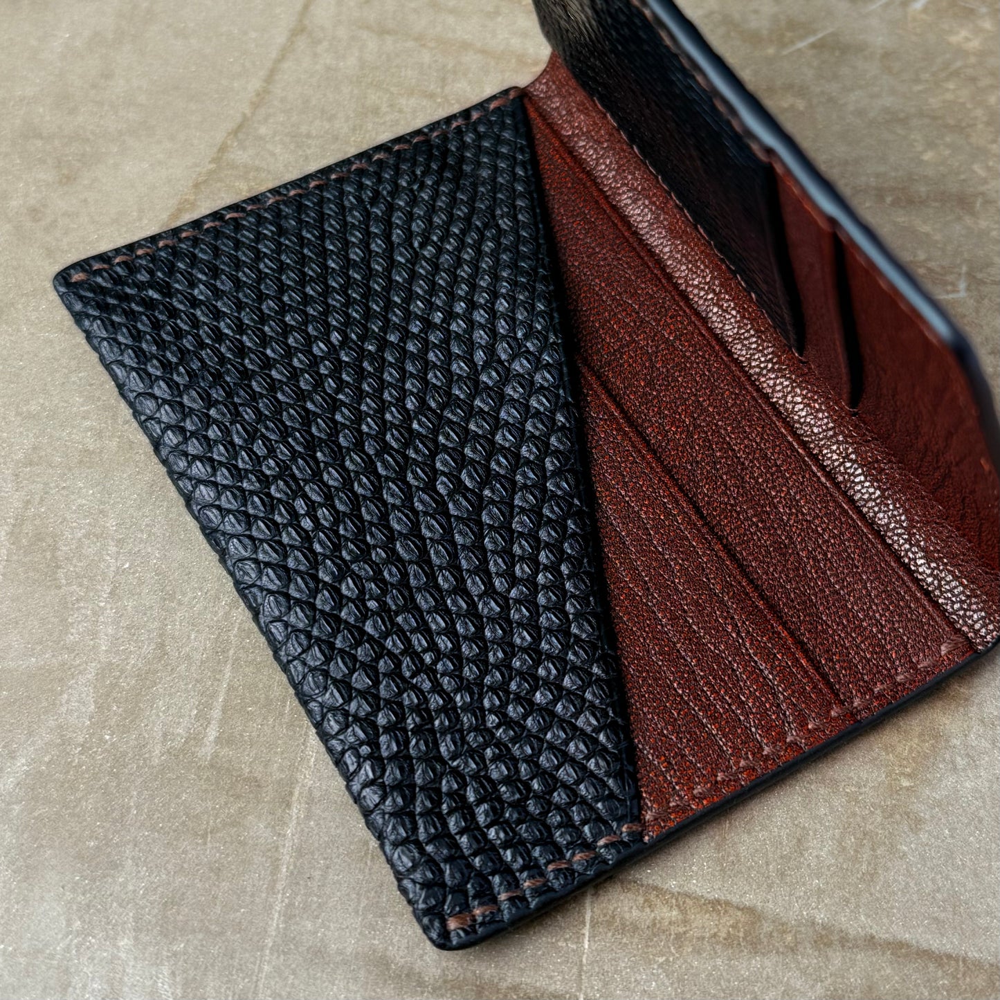 Black Lizard with Mocha Patnat Chèvre Pocket Organizer