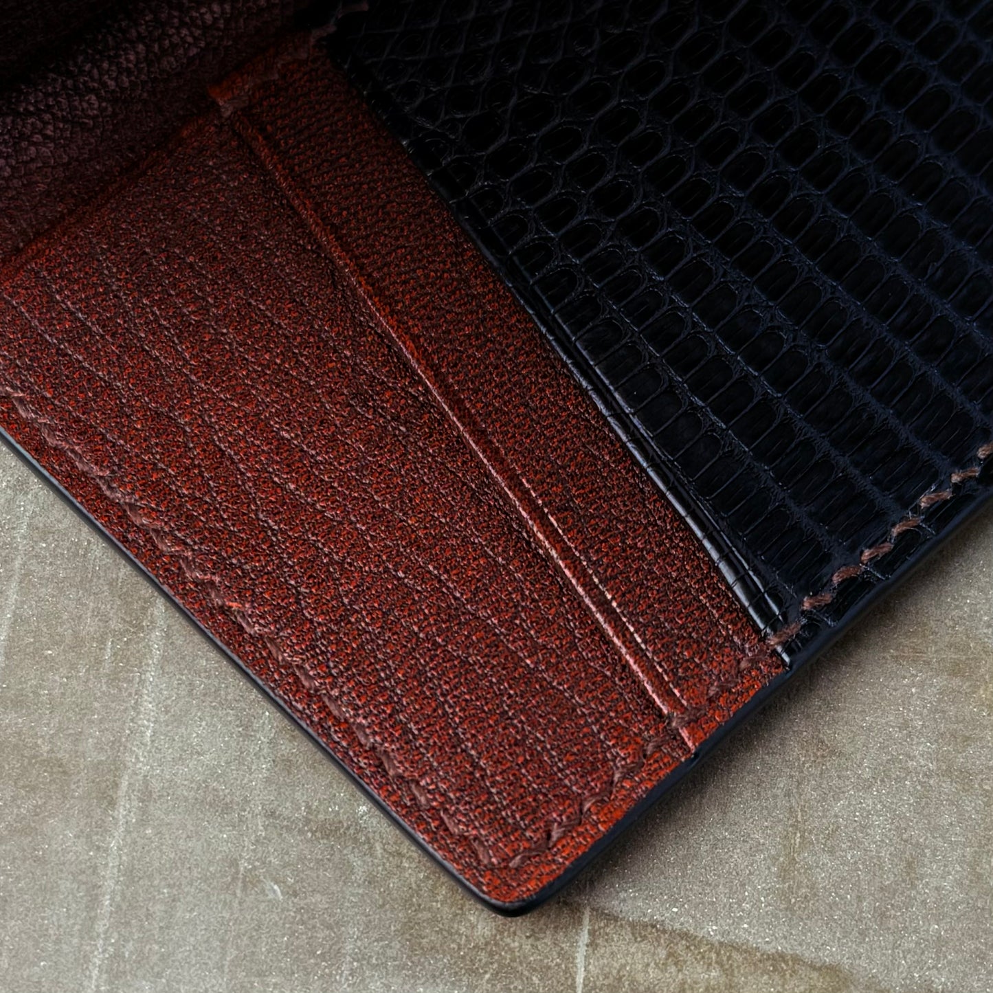 Black Lizard with Mocha Patnat Chèvre Pocket Organizer