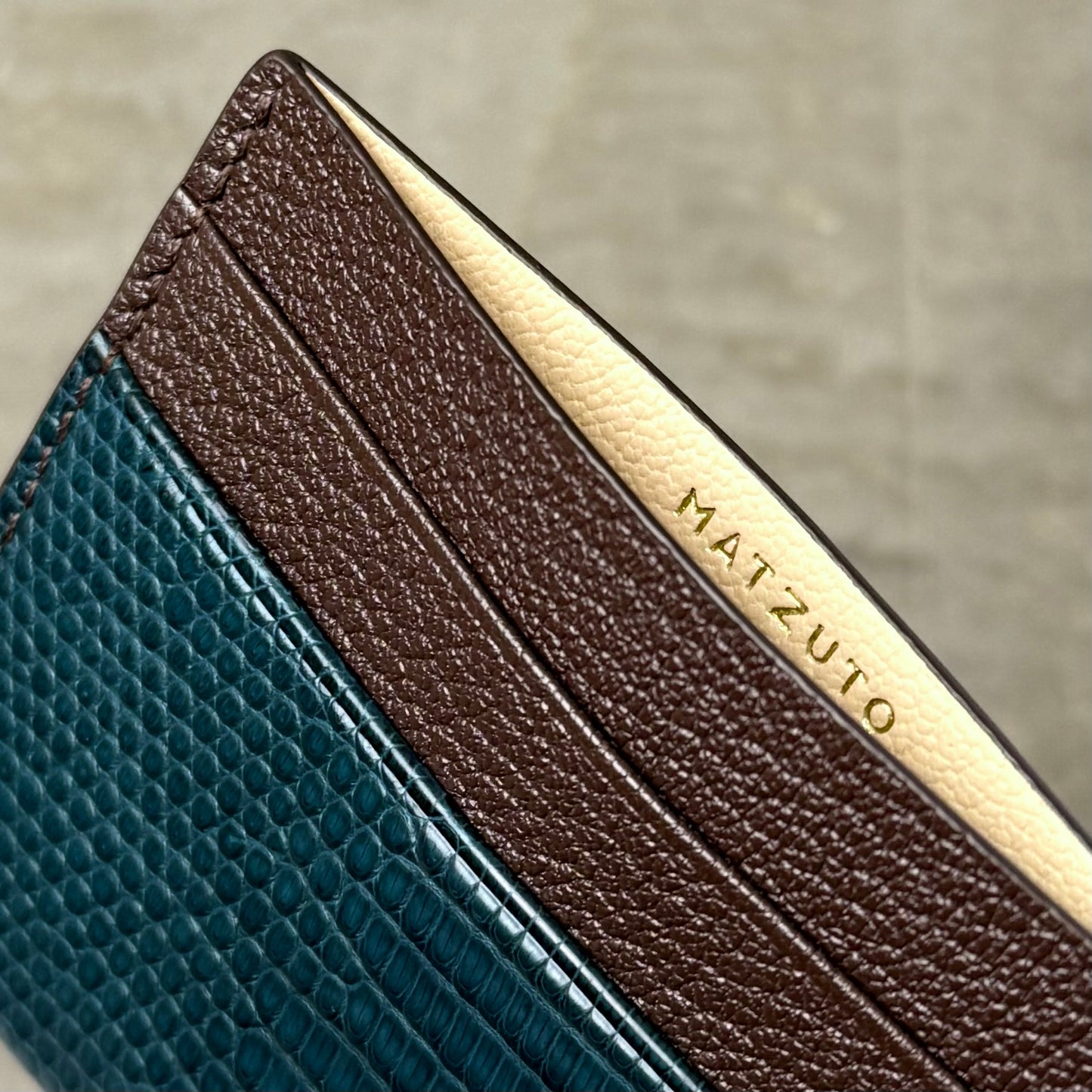 Blue Ocean Lizard with Chocolate and Natural Chèvre Card Holder