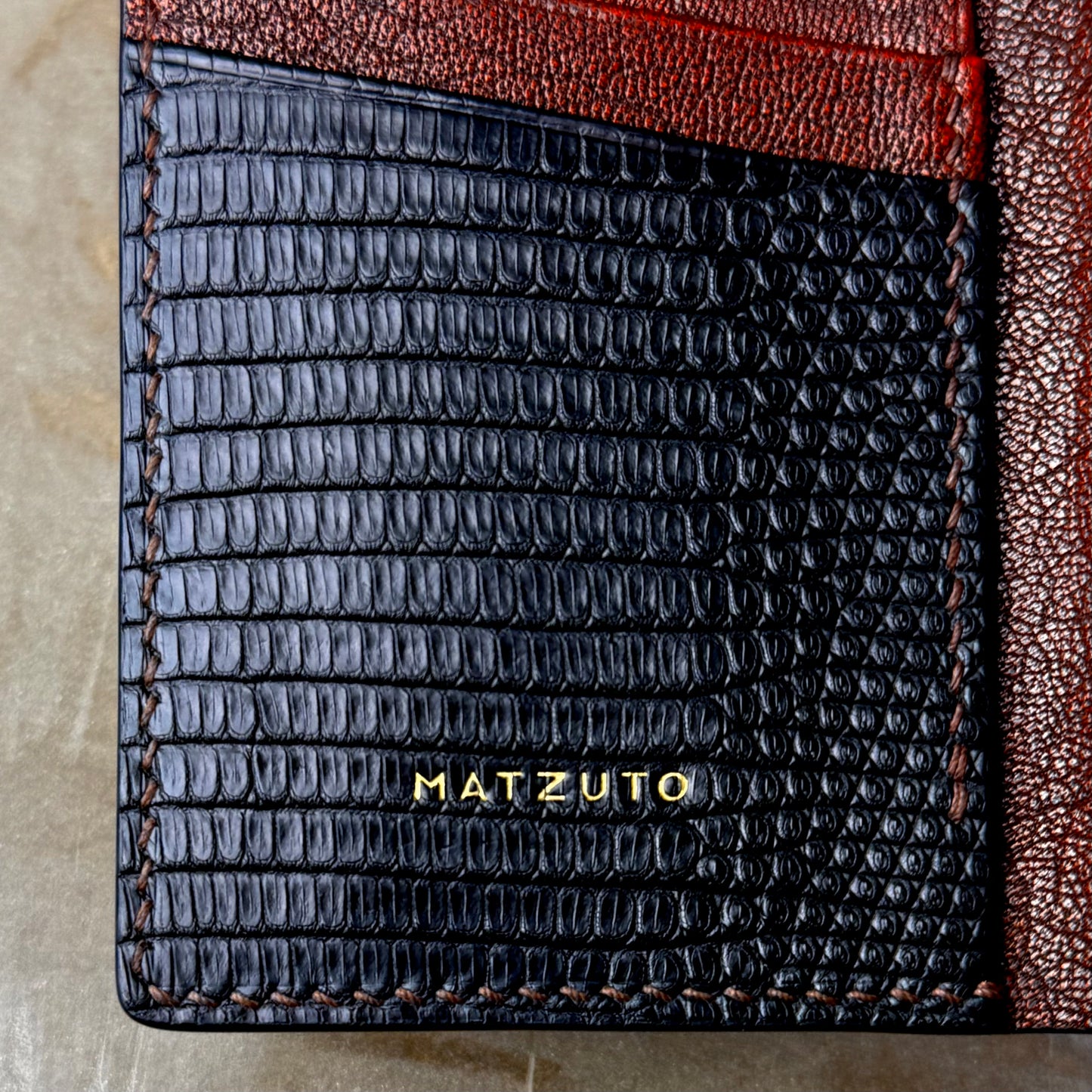 Black Lizard with Mocha Patnat Chèvre Pocket Organizer