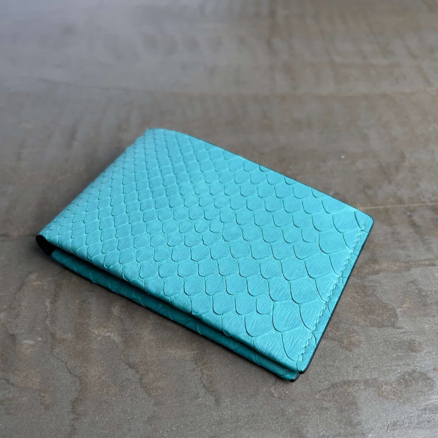 Matte Teal Python with Black Chèvre Bifold