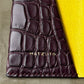 Aubergine Alligator with Yellow Chèvre Card Holder