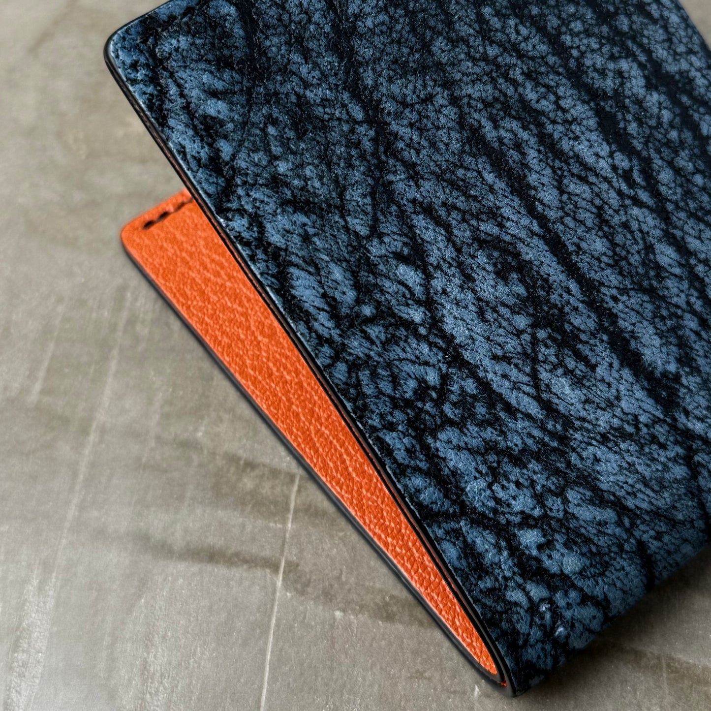 Blue Cape Buffalo with Orange Chèvre Bifold