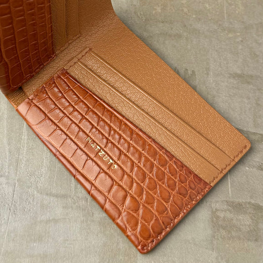 Whiskey Alligator and Golden Brown Chèvre Bifold