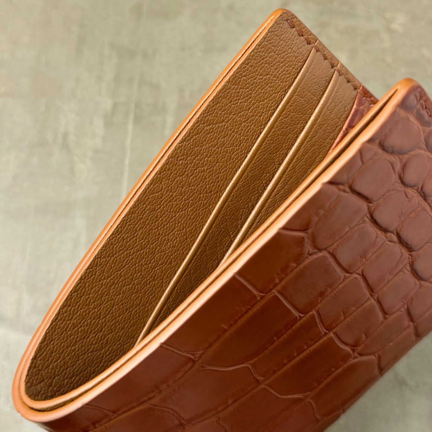 Whiskey Alligator and Golden Brown Chèvre Bifold