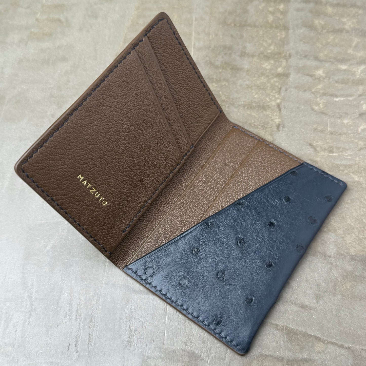 Navy Ostrich Brown Chèvre Pocket Organizer