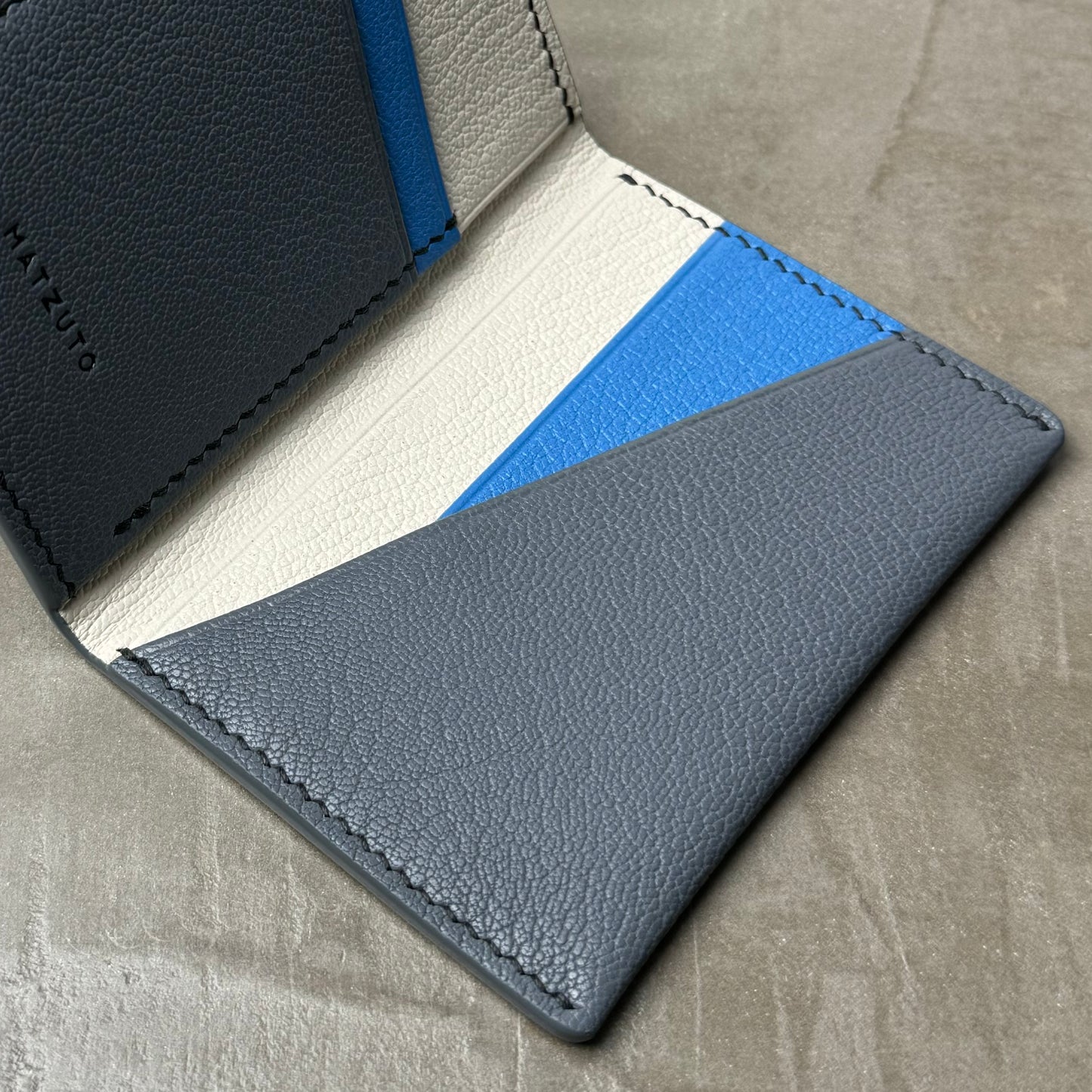 Grey, Blue and Ivory Chèvre Pocket Organizer