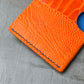 Orange Ostrich and Sky Blue Chèvre Card Holder