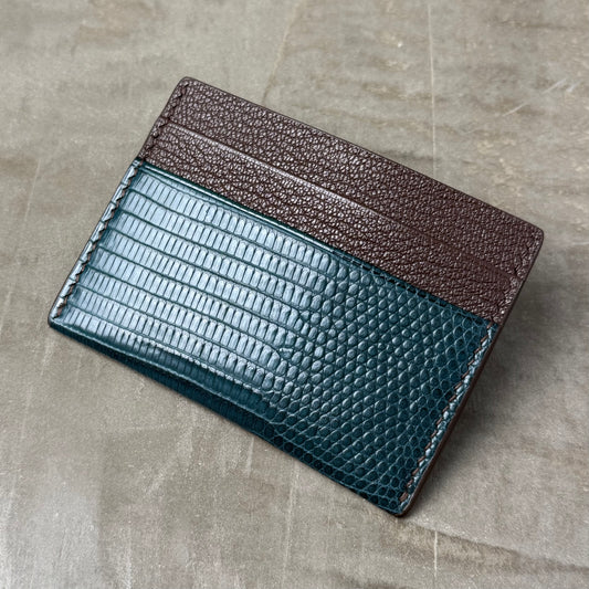Blue Ocean Lizard with Chocolate and Natural Chèvre Card Holder
