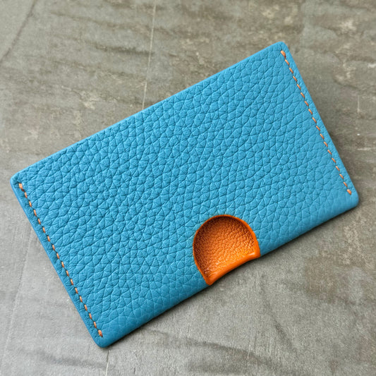 Fresh Blue Togo and Orange Chèvre Card Holder