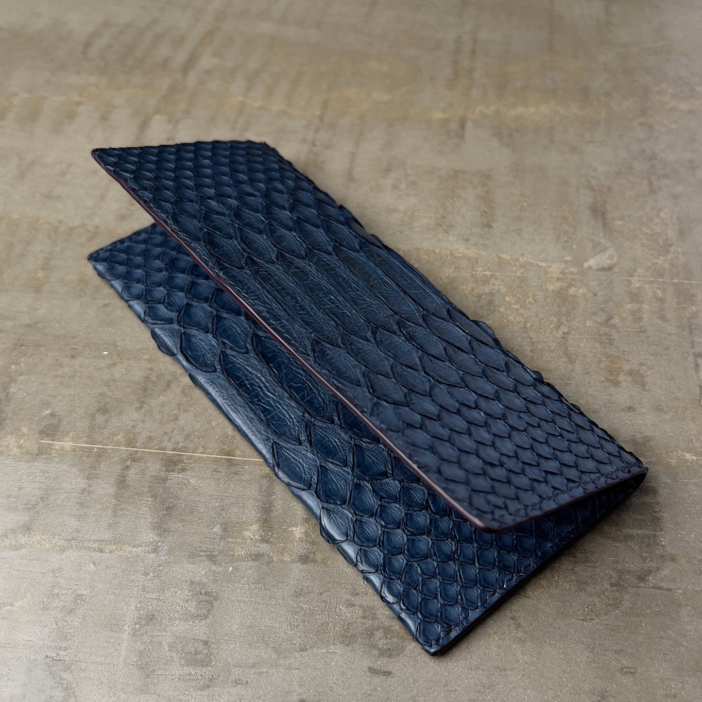 Navy Python Long Wallet