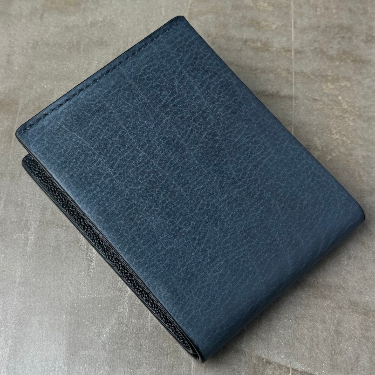 Slate Blue Calfskin and Black Chèvre Bifold