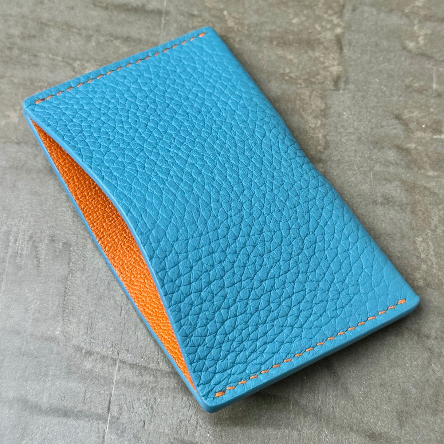 Fresh Blue Togo and Orange Chèvre Card Holder