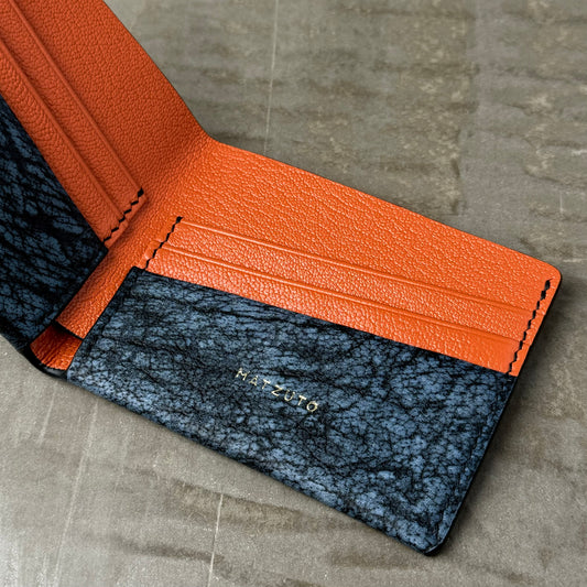 Blue Cape Buffalo with Orange Chèvre Bifold