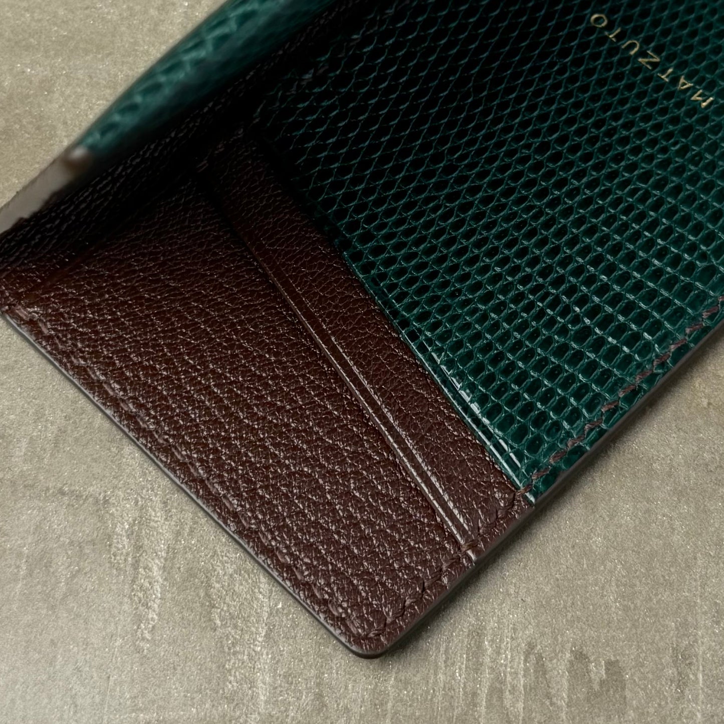 Pine Green Lizard with Chocolate Chèvre Pocket Organizer