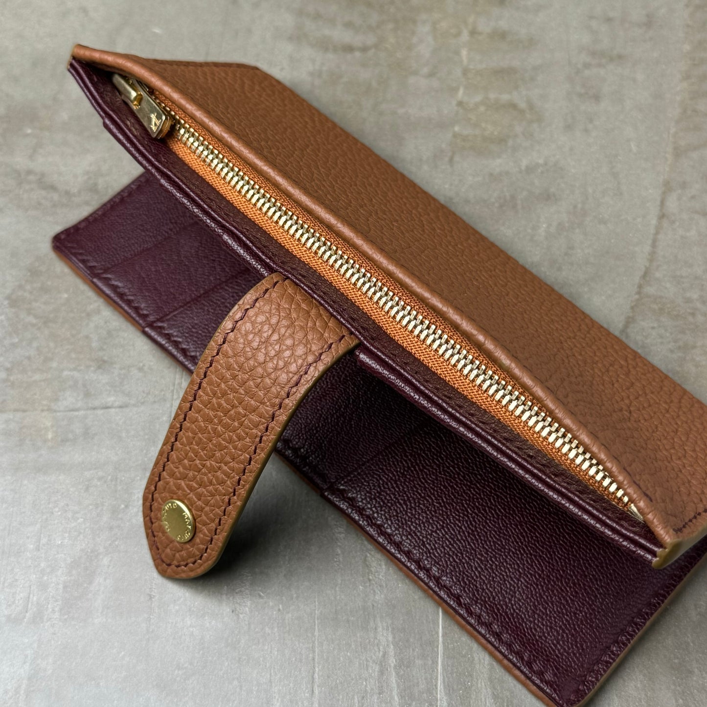 Brown Togo Merlot Chèvre Long Wallet