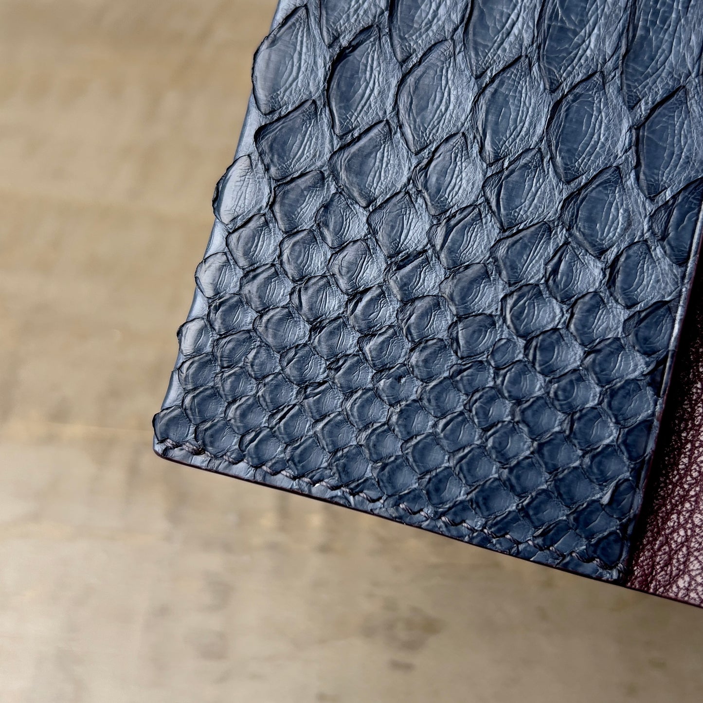 Navy Python Long Wallet