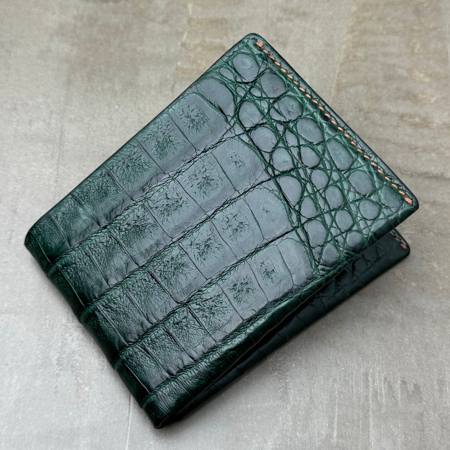 Green Caiman Golden Brown Chèvre Bifold