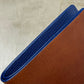 Saddle Brown Calfskin and Navy Chèvre Bifold