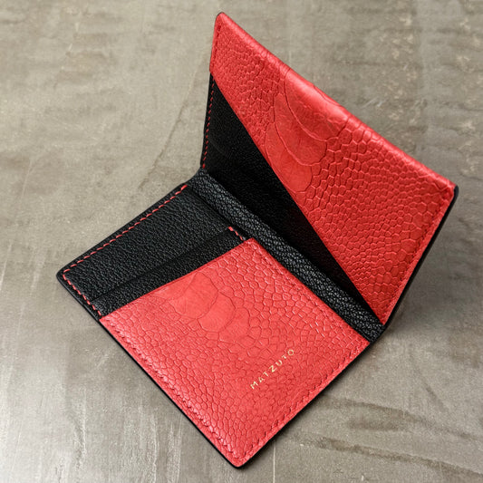 Red Ostrich Leg with Black Chèvre Pocket Organizer