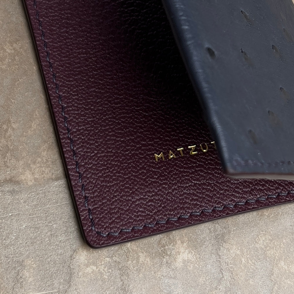 Black Ostrich Passport Holder - Leather Accessories - Michael